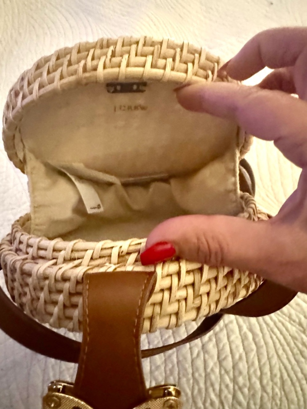 New! J.Crew Rattan Circle Bag w Custom Butterfly Twist Lock. Read - Picture 3 of 8